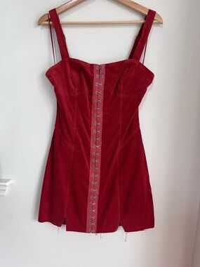 12th Tribe Red Hook-and-Eye Mini Dress